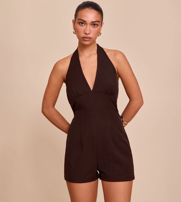 Woven Halterneck Tailored Playsuit