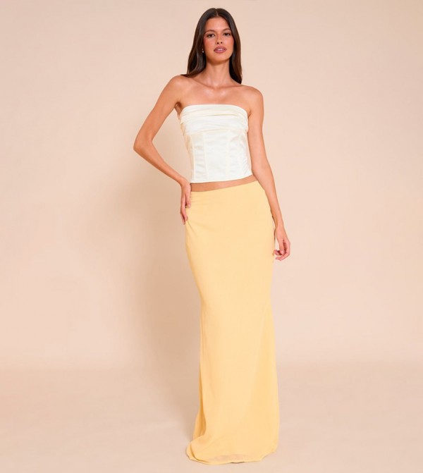 Mid Rise Chiffon Maxi Skirt