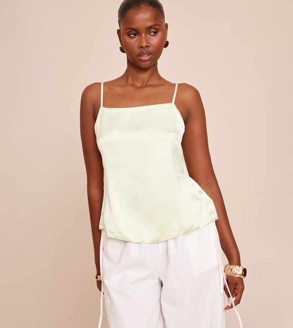 Satin Open Tie Back Strappy Top