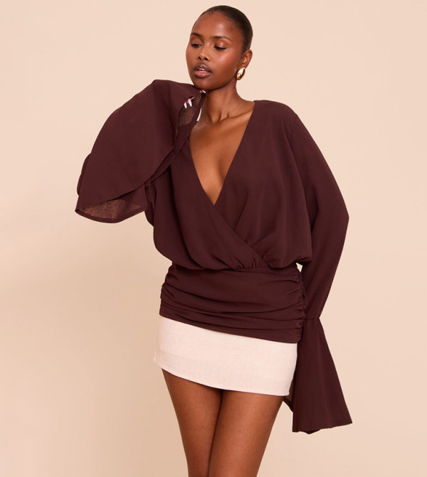 توب طويل بأكمام شيفون 