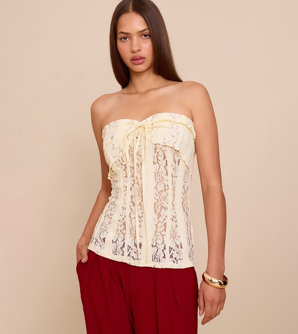 Fitted Lace Bandeau Longline Top