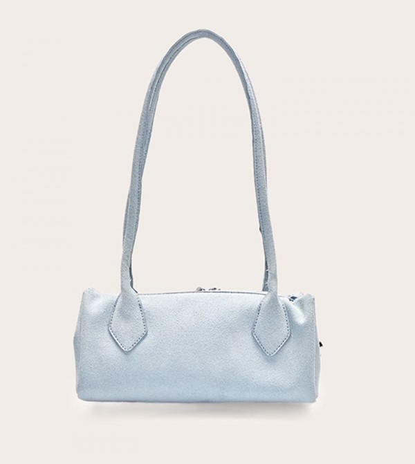 Faux Suede Bowler Shoulder Bag
