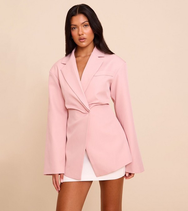 Cinch Waist Long Sleeves Blazer