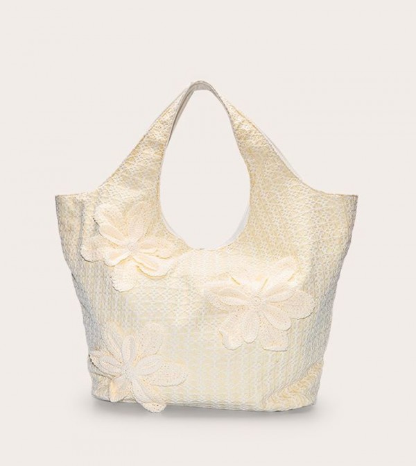 Raffia Floral Placement Beach Tote Bag