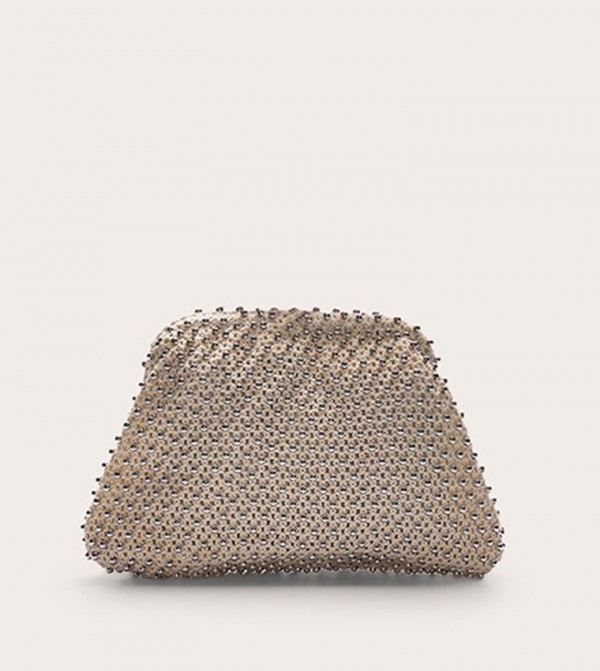 Crochet Silver Studded Clutch Bag