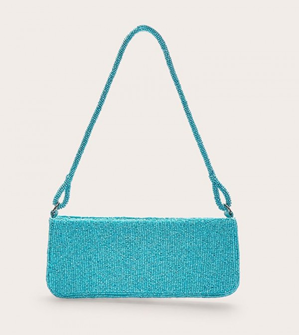 Aqua Micro Beaded Shoulder Bag