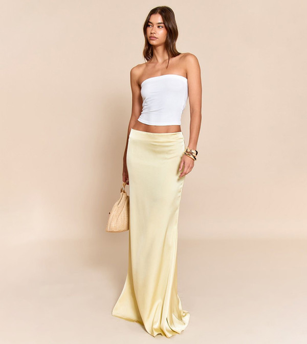 High Waist Satin Floaty Maxi Skirt