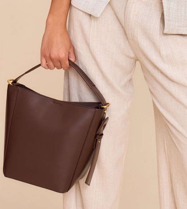PU Buckle Strap Bucket Bag