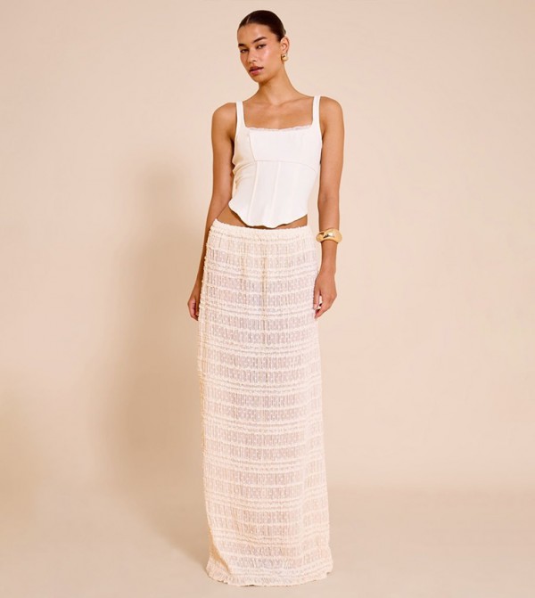 Textured Chiffon Maxi Skirt