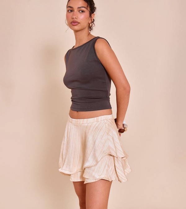Printed Satin Floaty Mini Skirt