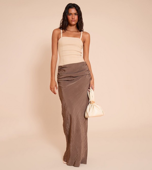 Textured Woven Maxi Skirt