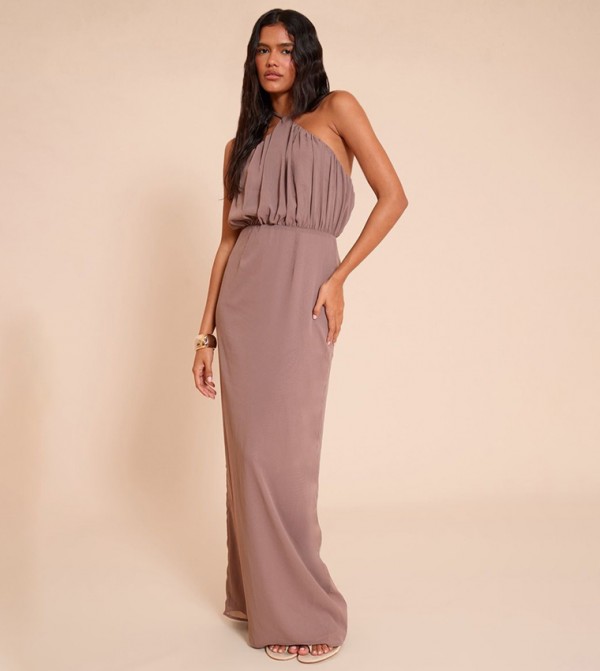 Chiffon Halter Neck Maxi Dress