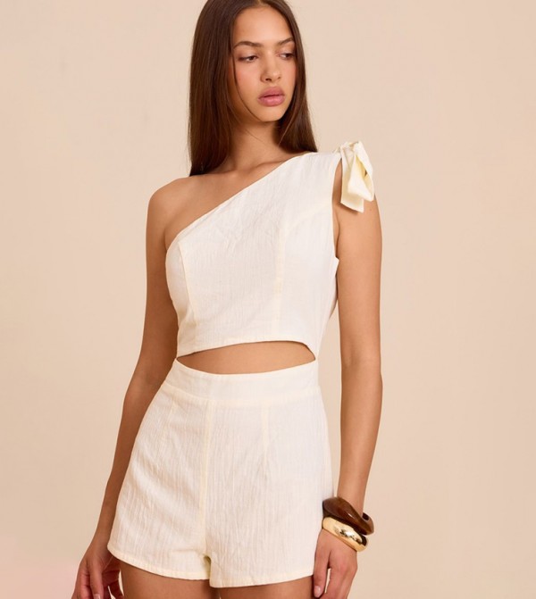 Linen Look One-Shoulder Playsuit