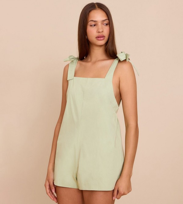 Woven Tie Shoulder Detail Playsuit