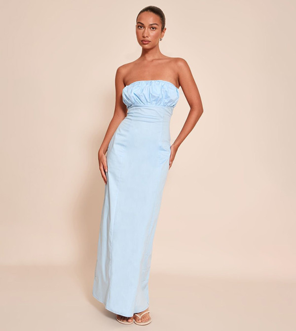 Strapless Ruched Bust Maxi Dress
