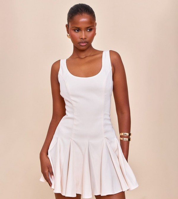 Godet Detail Shift Mini Dress