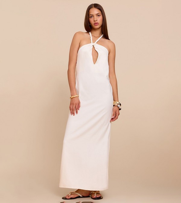 Textured Rope Halterneck Maxi Dress