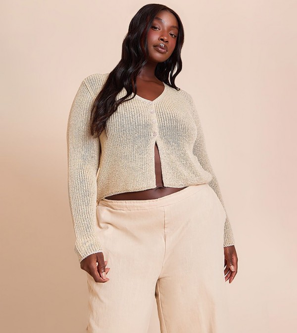 Curve Filagree Button Cardigan