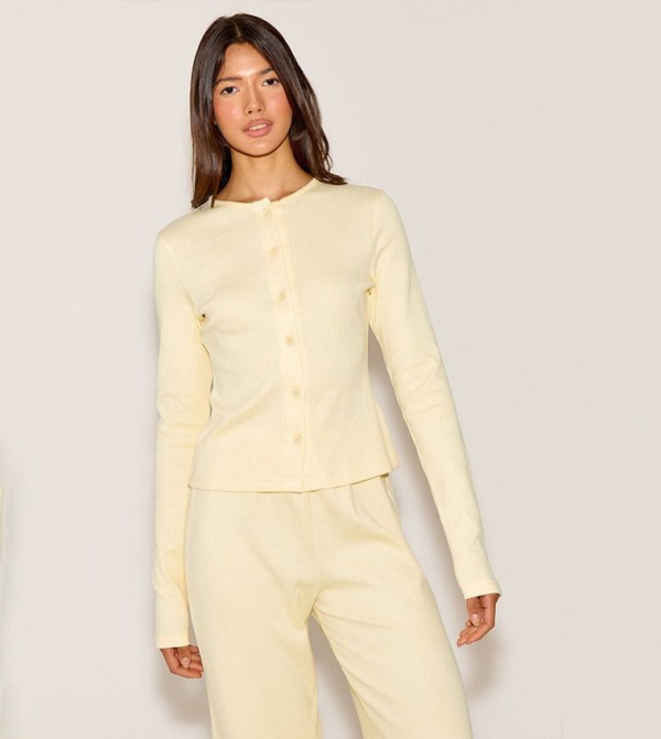 Button Up Ribbed Long Sleeves Cardigan