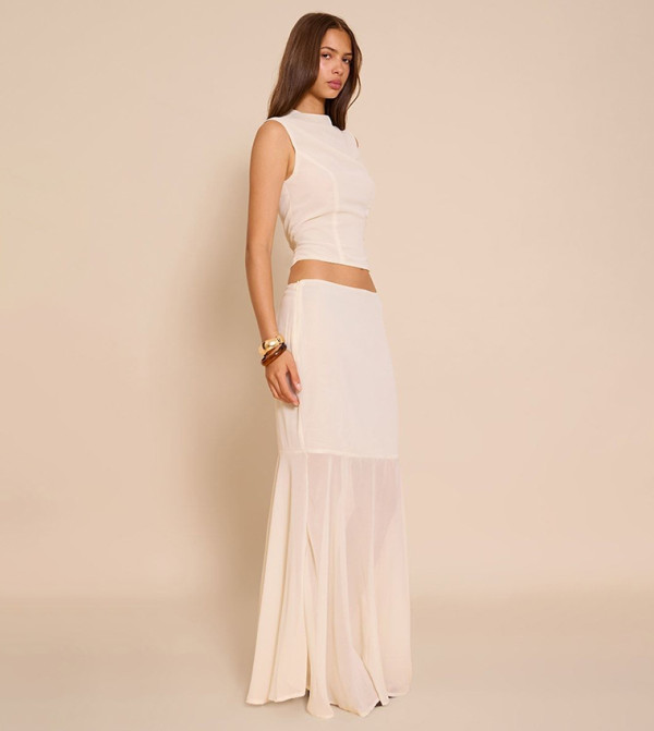 Chiffon Fishtail Maxi Skirt