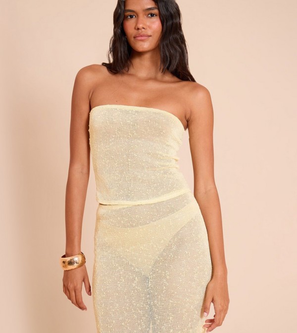 Textured Sequin Bandeau Top