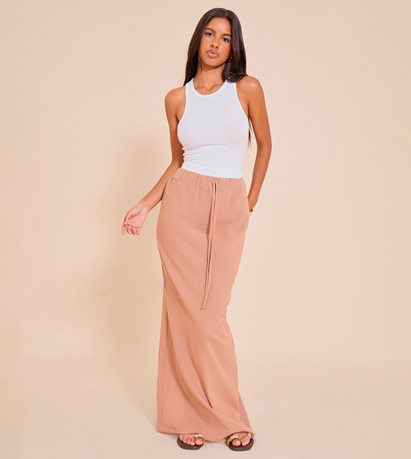 Petite Linen Look Maxi Skirt