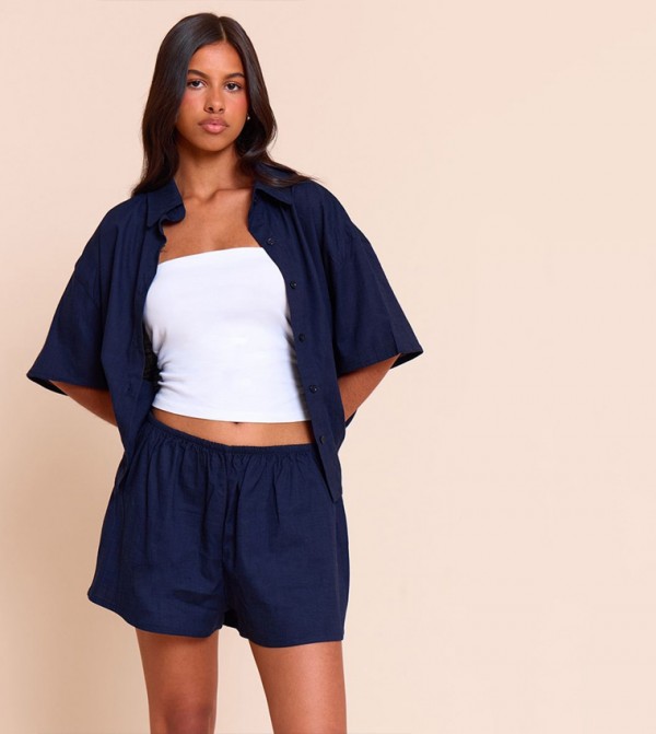 Petite Linen Look Casual Shorts