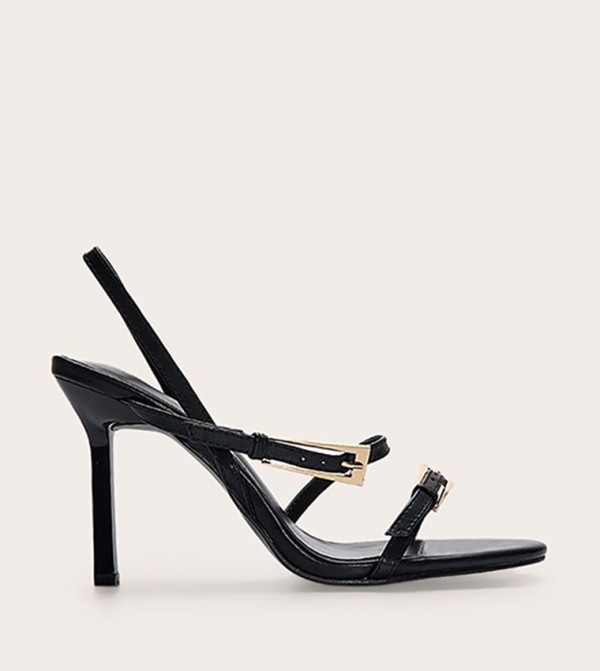 Asymmetric Strap Round Toe Heeled Sandals