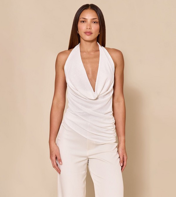 توب شفاف بياقة واقفة 