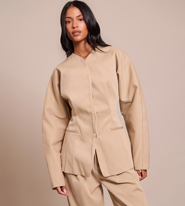 Tall Premium Woven Tailored Collarless Blazer