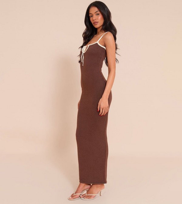 Tall Contrast Trim Knit Maxi Dress