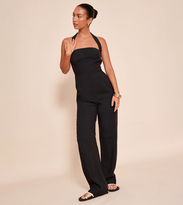 Textured Halterneck Jumpsuit