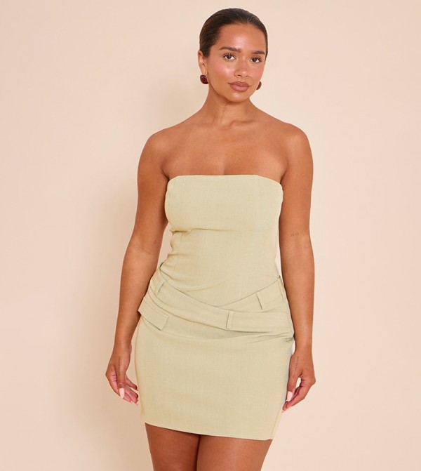 Solid Shape Strapless Mini Dress