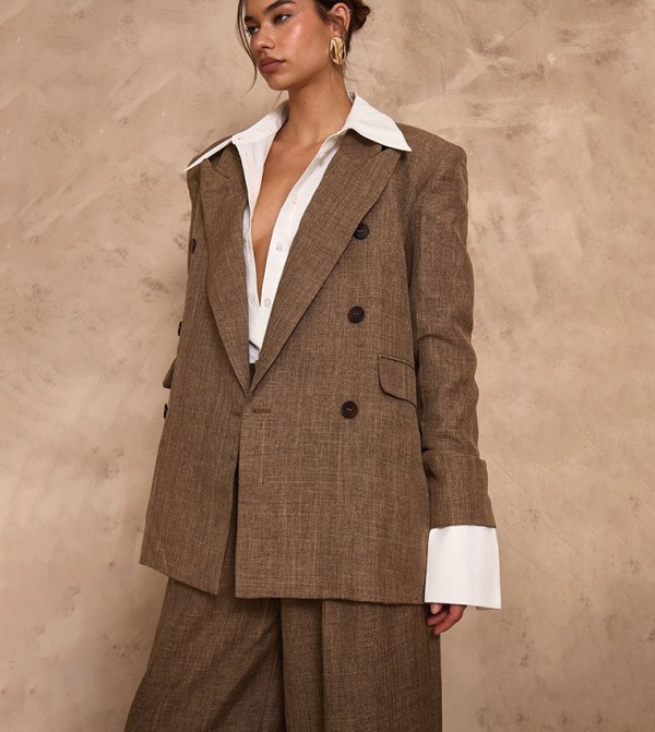 Textured Double Breasted Blazer