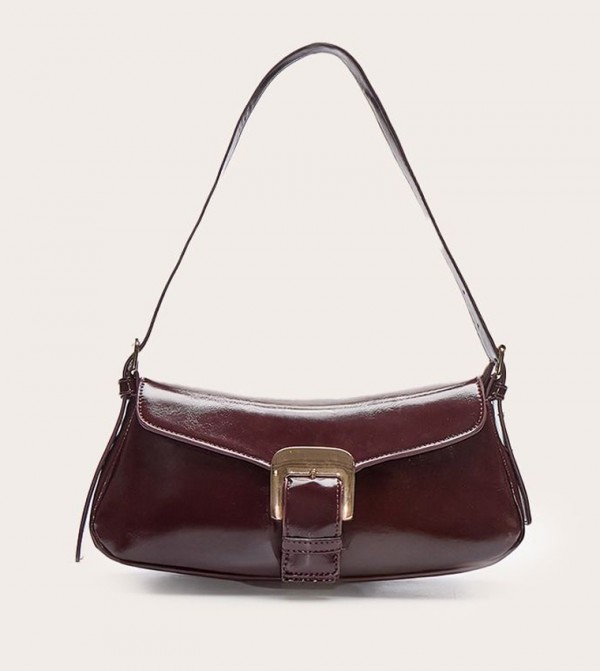 Crinkle PU Buckle Shoulder Bag