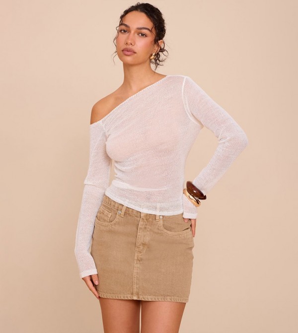 Textured Asymmetric Filigree Top