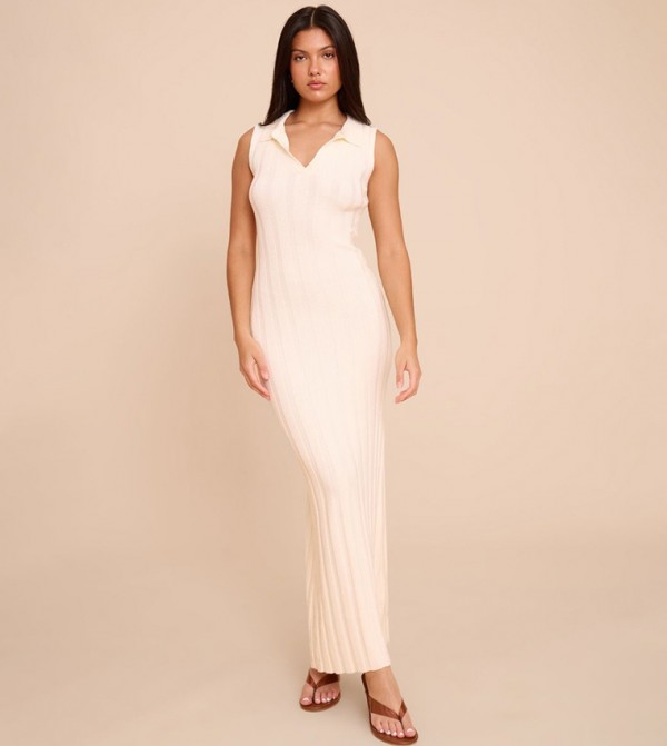 Sleeveless Wide Ribbed Maxi Dress