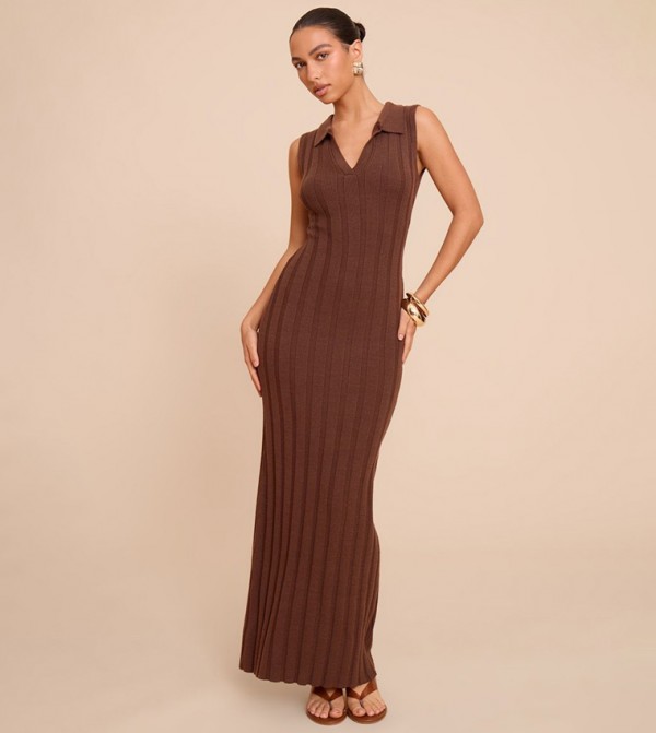 Sleeveless Wide Ribbed Maxi Dress