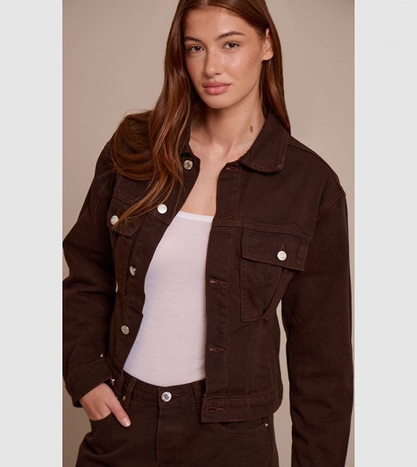 Pleated Cinch Back Denim Jacket