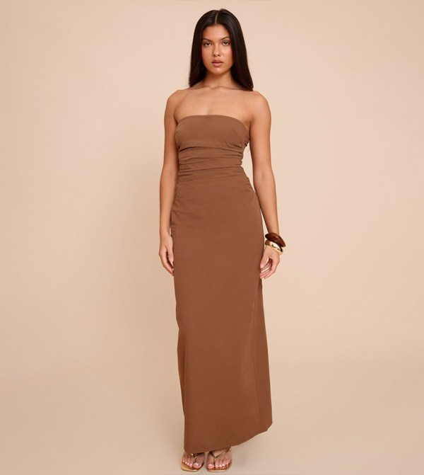 Solid Strapless Maxi Dress