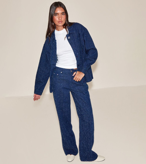 Boucle High Waist Flared Jeans