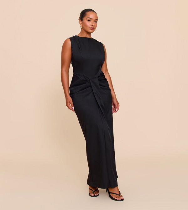 Shape Pleated Waist Maxi Dress