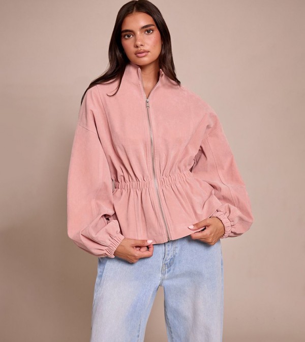 Cinched Waist Suede Jacket