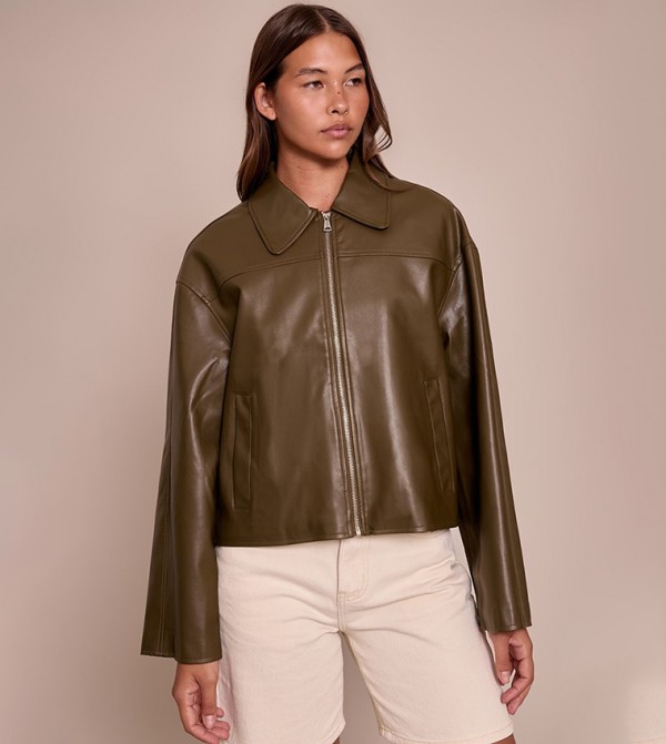 Zip-Through PU Jacket