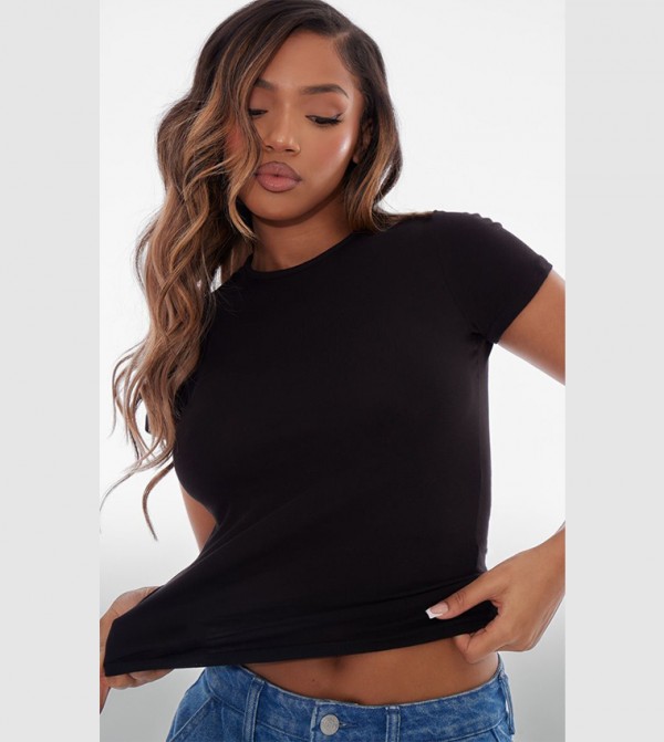 Solid Short Sleeves Crop T-Shirt