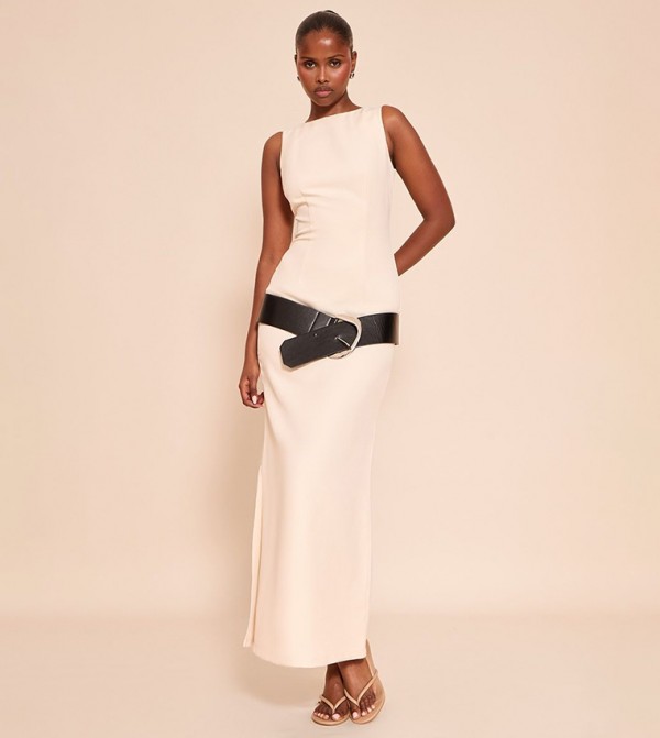 Belt Detail Sleeveless Maxi Dress