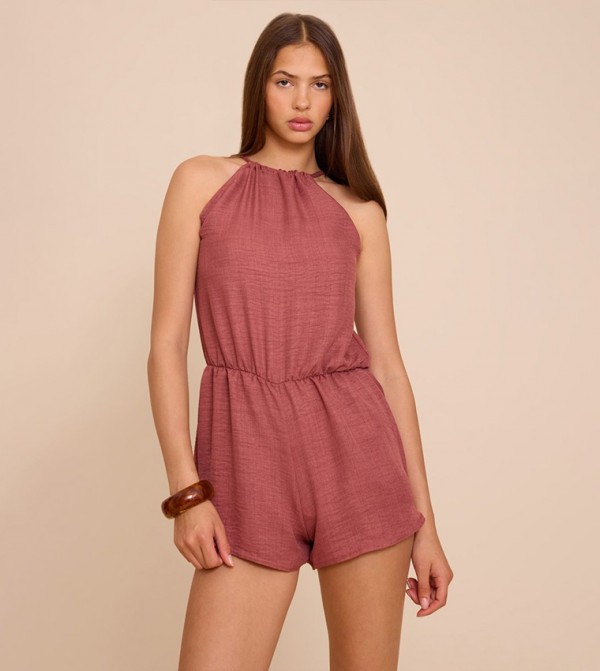 Textured Halterneck Floaty Playsuit