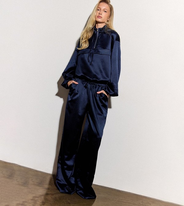 Satin Zip-Through Hooded Pullover Jacket