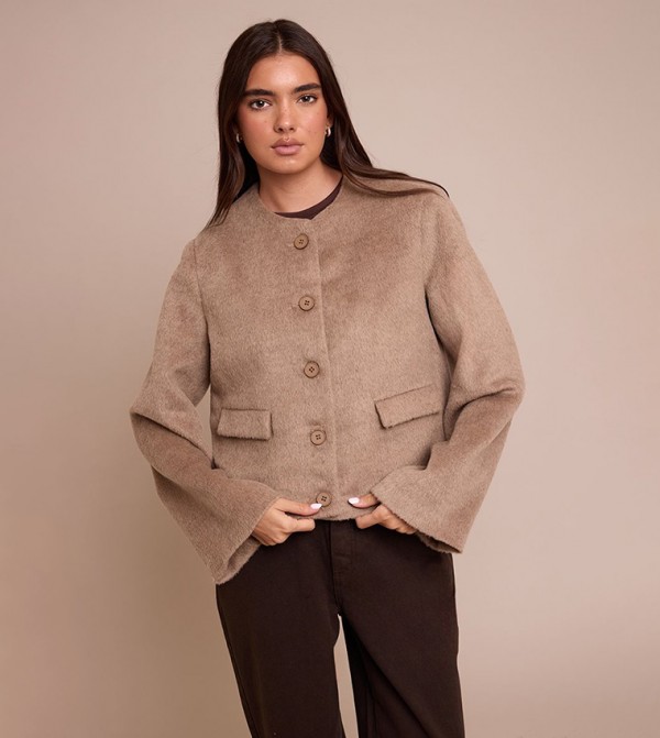 Brushed Wool Single Breasted Jacket