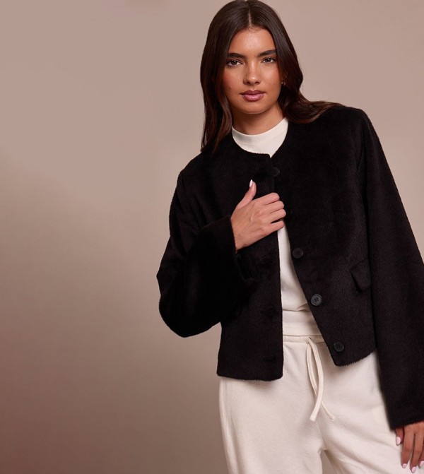 Brushed Wool Single Breasted Jacket